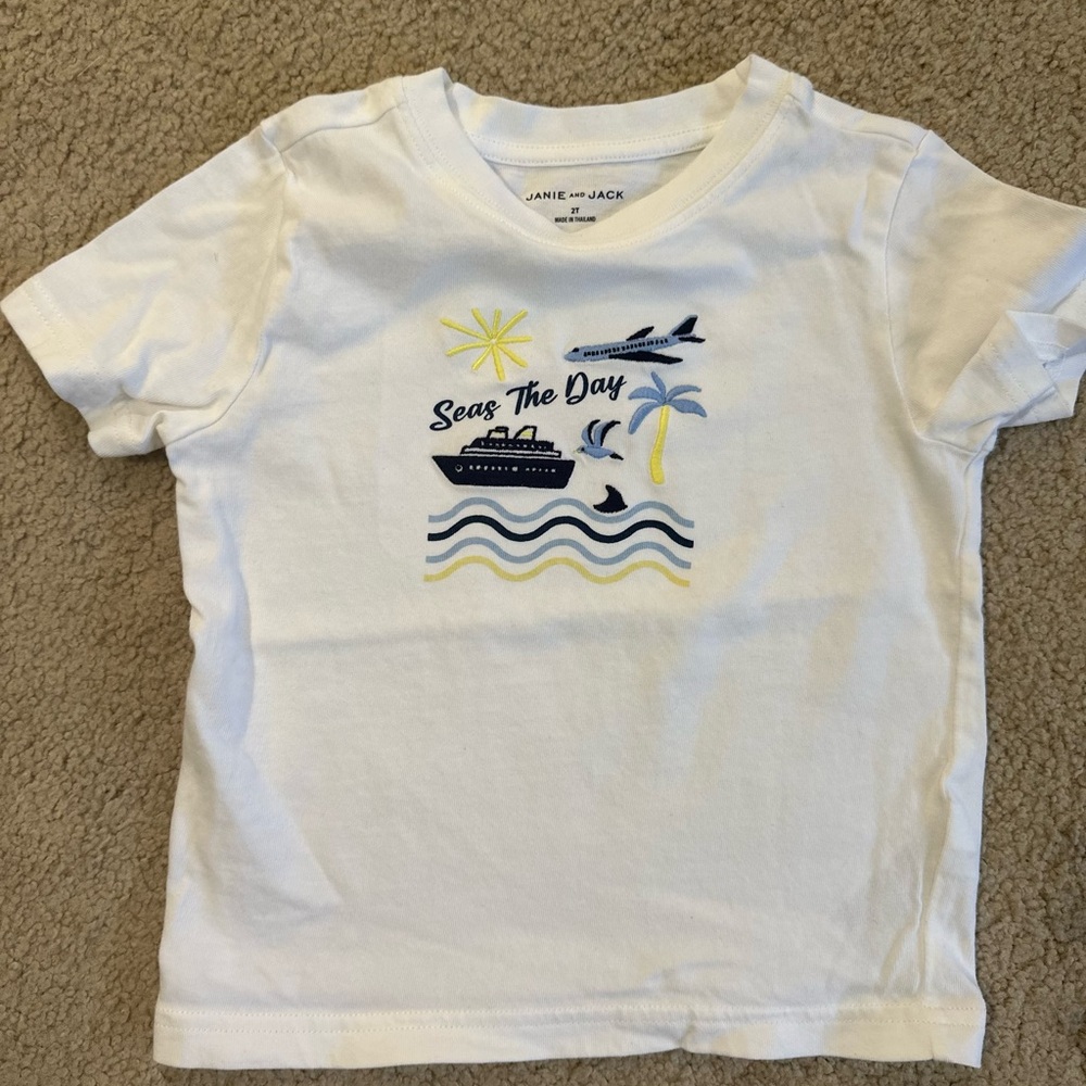 Janie and Jack White Tee with Nautical Design